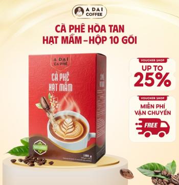 Cà Phê Hòa Tan Hạt Mầm A Đại Hộp 10 gói (180g - Hộp Mới) - Kết Hợp Cà Phê Và Hạt Nảy Mầm Rang Xay